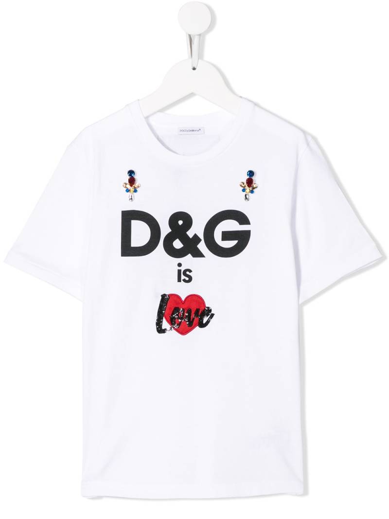 Dolce & Gabbana Kids Love logo T-shirt - White von Dolce & Gabbana Kids