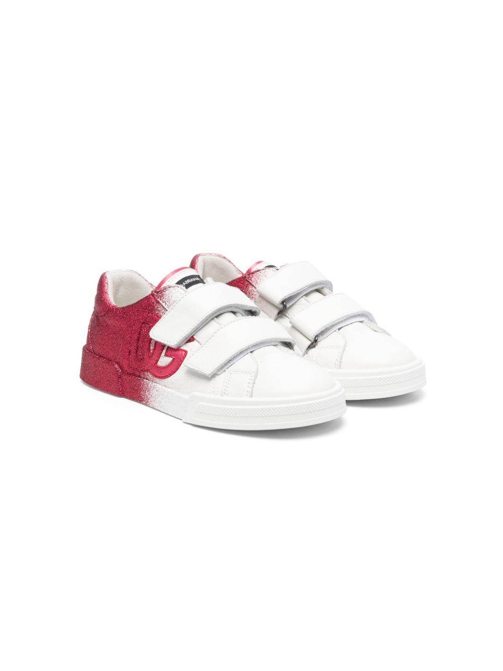 Dolce & Gabbana Kids Maiolica glitter-detailing leather sneakers - White von Dolce & Gabbana Kids