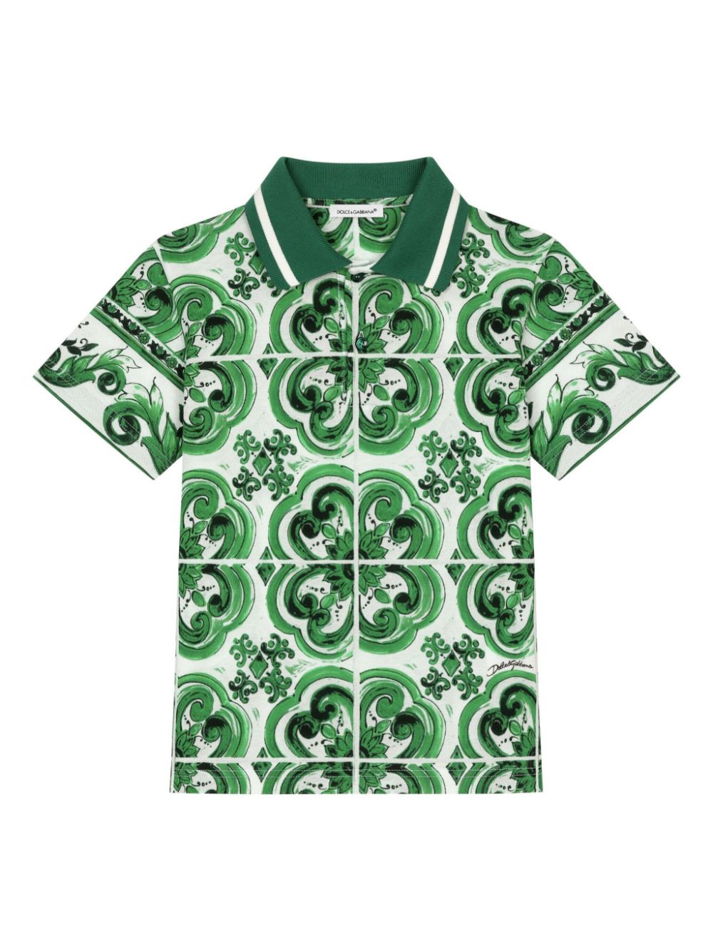 Dolce & Gabbana Kids Majolica graphic shirt - Green von Dolce & Gabbana Kids