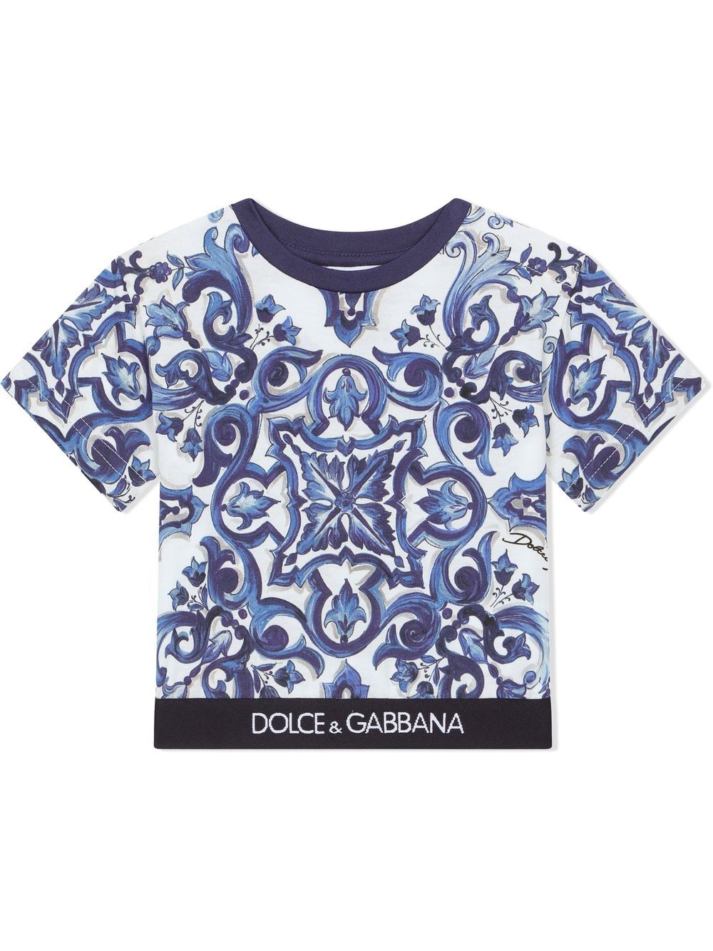 Dolce & Gabbana Kids Majolica-print cotton T-shirt - Blue von Dolce & Gabbana Kids