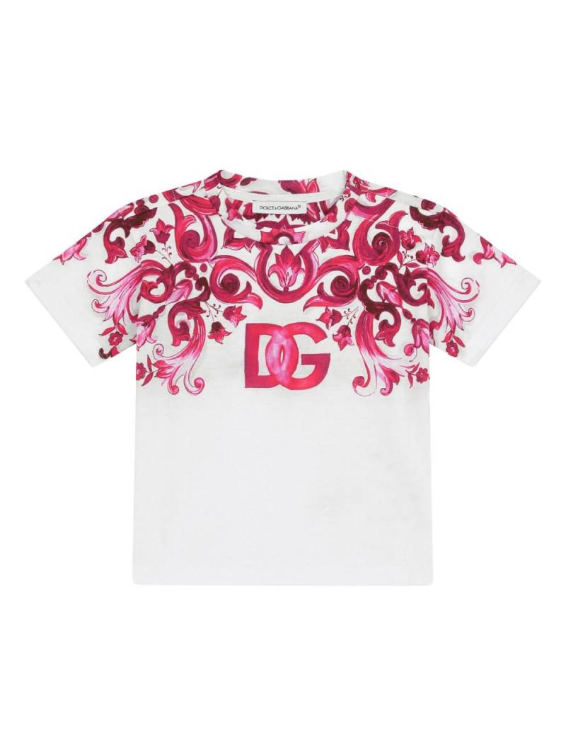 Dolce & Gabbana Kids Majolica-print cotton T-shirt - White von Dolce & Gabbana Kids