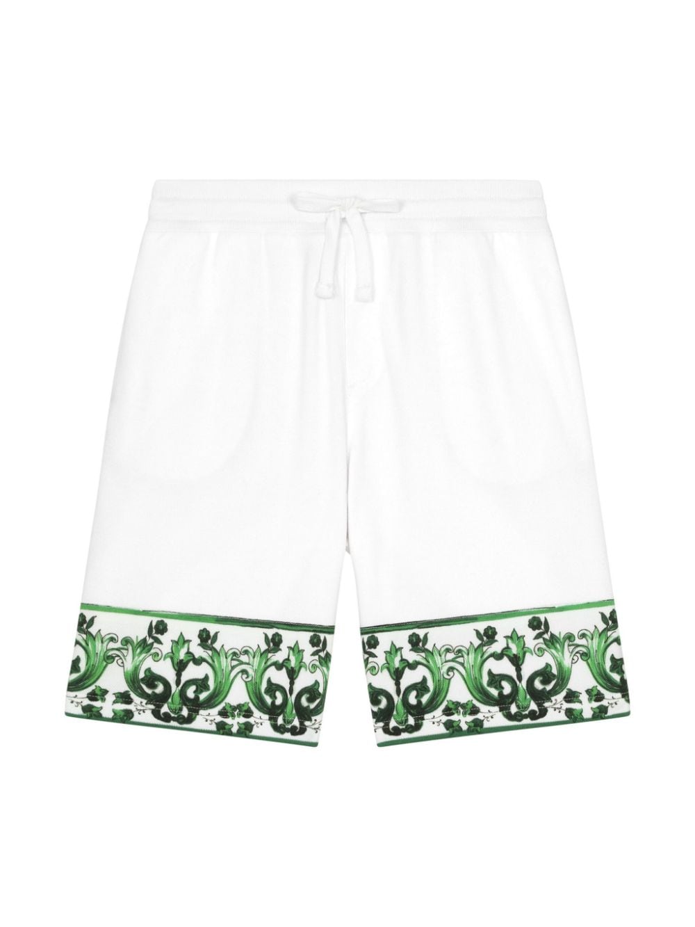 Dolce & Gabbana Kids Majolica-print cotton drawstring shorts - White von Dolce & Gabbana Kids