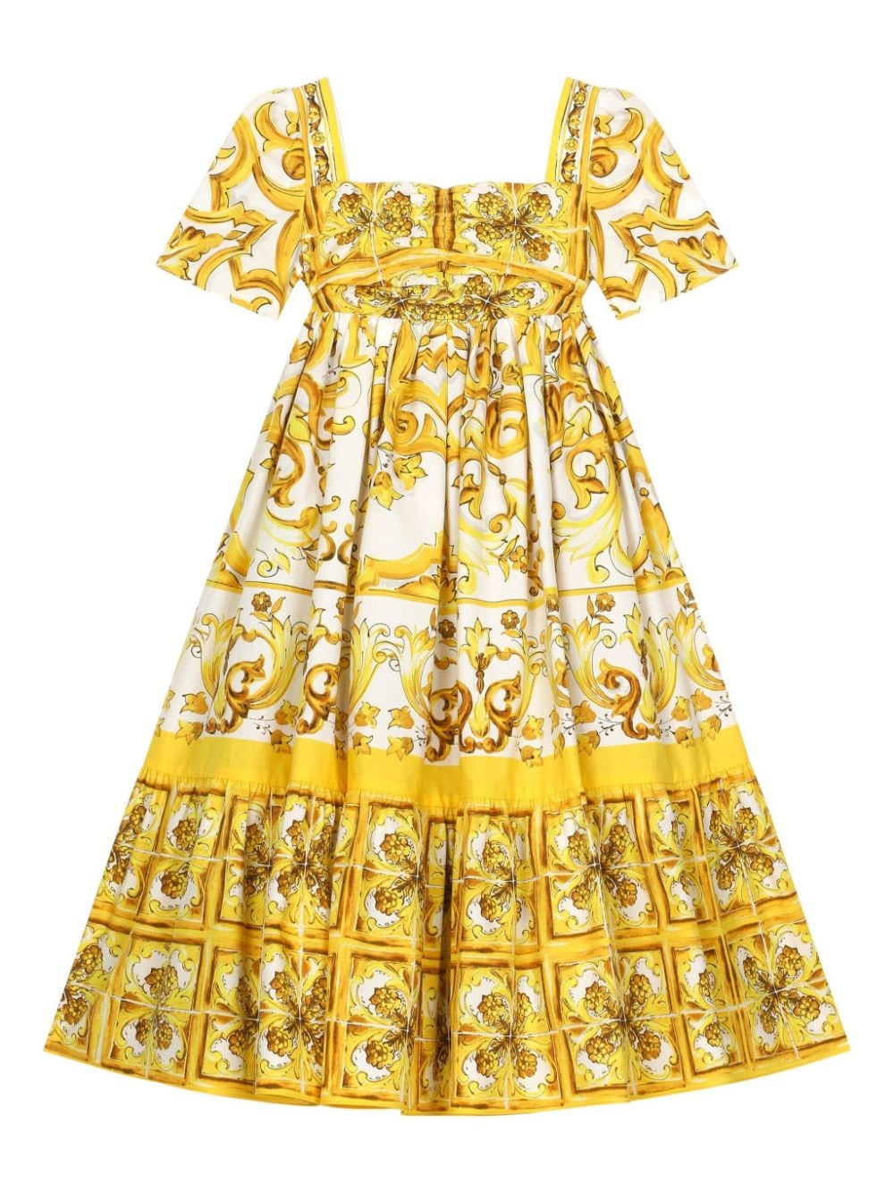 Dolce & Gabbana Kids Majolica-print cotton dress - Yellow von Dolce & Gabbana Kids