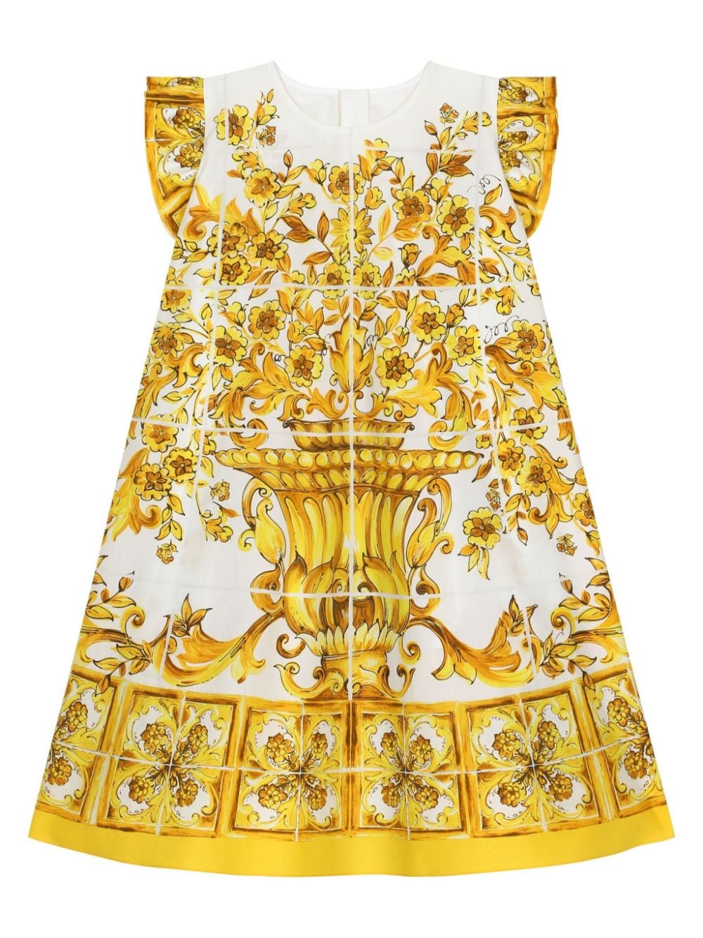 Dolce & Gabbana Kids Majolica-print cotton dress - Yellow von Dolce & Gabbana Kids