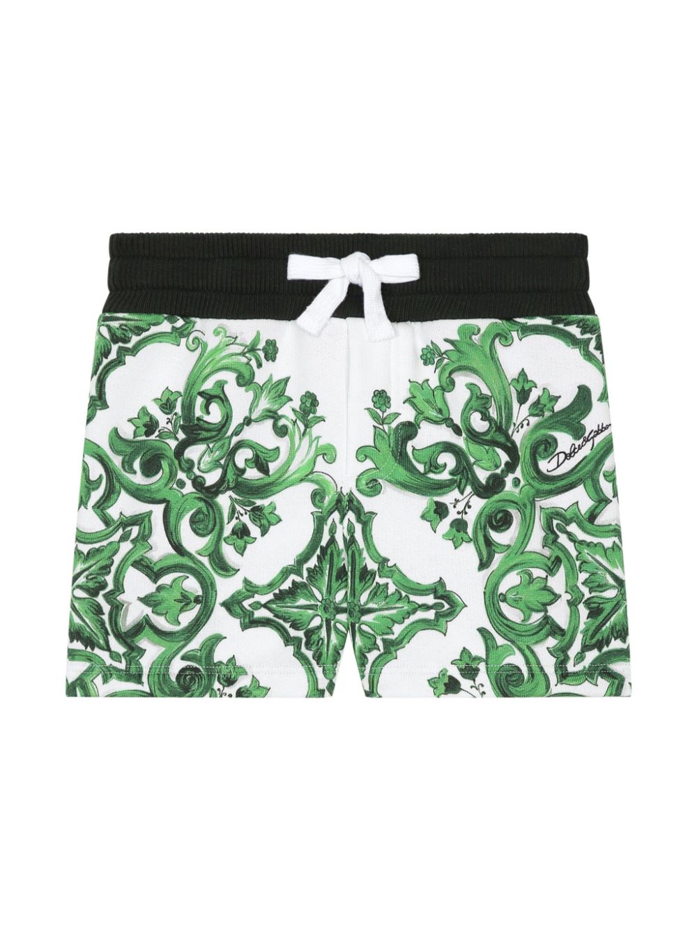 Dolce & Gabbana Kids Majolica-print cotton shorts - Green von Dolce & Gabbana Kids