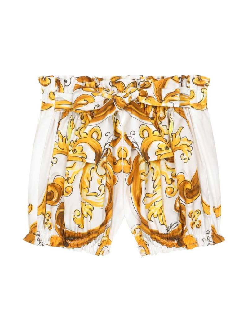 Dolce & Gabbana Kids Majolica-print cotton shorts - Yellow von Dolce & Gabbana Kids