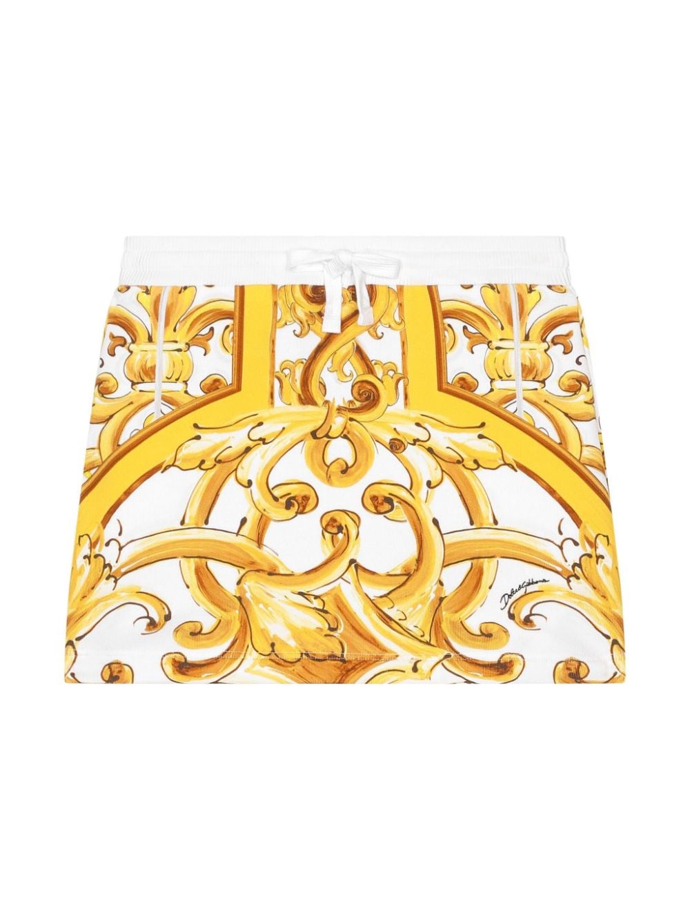 Dolce & Gabbana Kids Majolica-print cotton skirt - Yellow von Dolce & Gabbana Kids