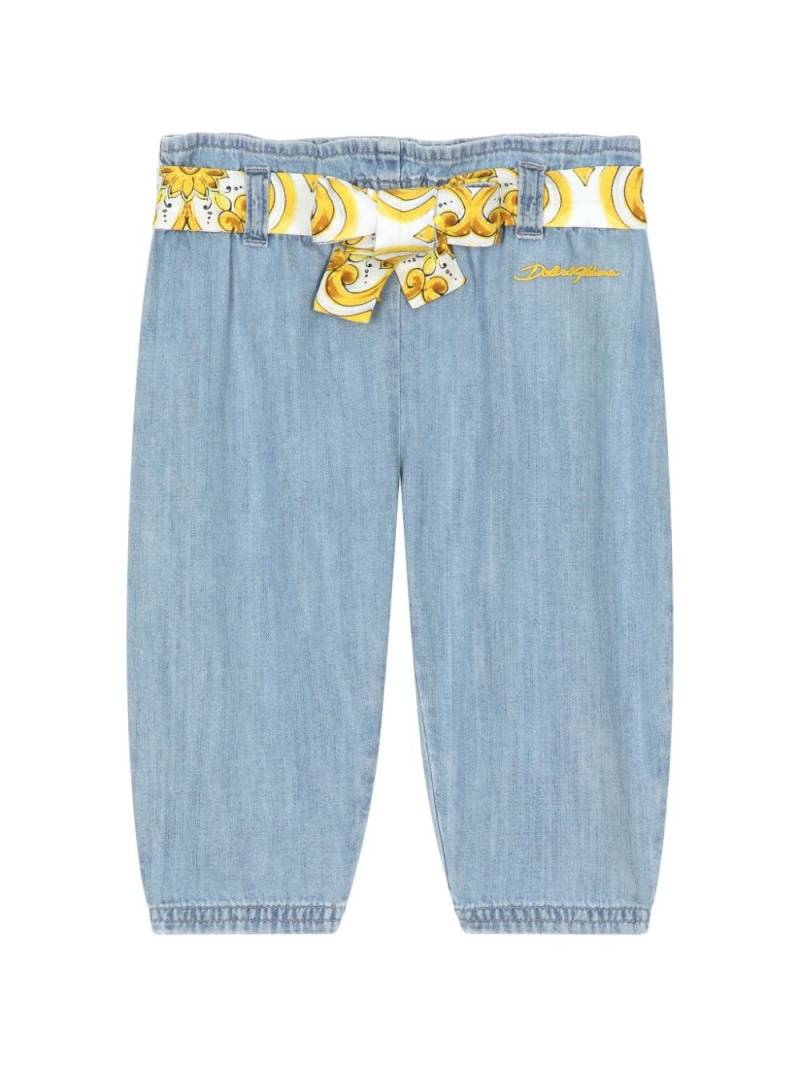 Dolce & Gabbana Kids Majolica-print denim trousers - Blue von Dolce & Gabbana Kids