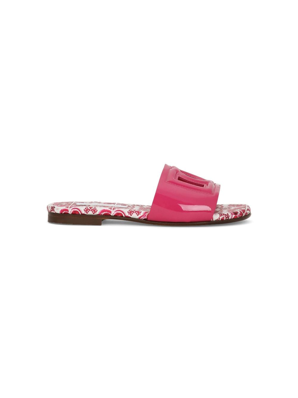 Dolce & Gabbana Kids Majolica-print leather slides - Pink von Dolce & Gabbana Kids