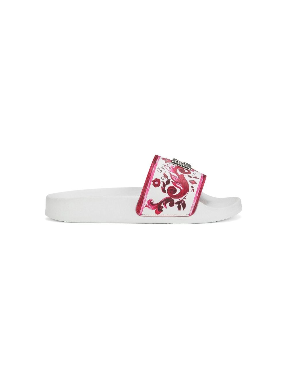 Dolce & Gabbana Kids Majolica-print logo-plaque slides - Multicolour von Dolce & Gabbana Kids