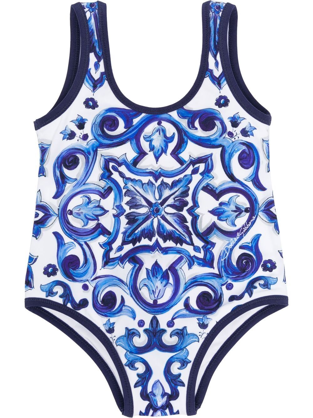 Dolce & Gabbana Kids Majolica-print one-piece swimsuit - Blue von Dolce & Gabbana Kids