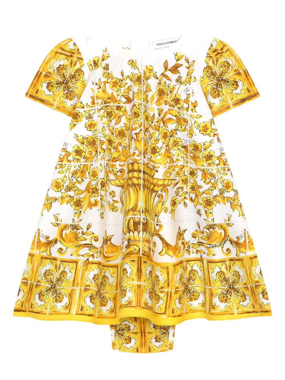 Dolce & Gabbana Kids Majolica-print poplin dress - Yellow von Dolce & Gabbana Kids