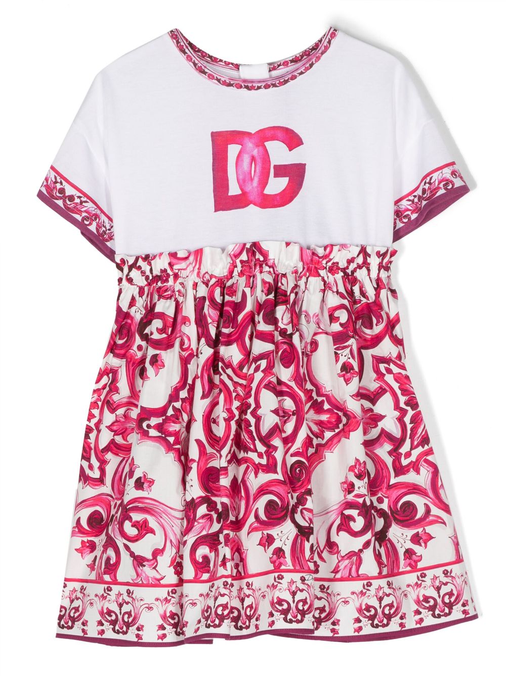 Dolce & Gabbana Kids Majolica-print short-sleeve dress - Pink von Dolce & Gabbana Kids