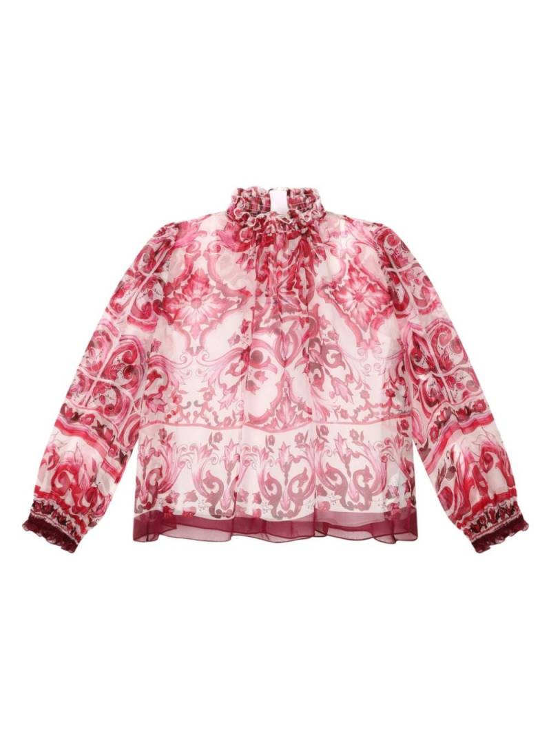 Dolce & Gabbana Kids Majolica print silk blouse - Red von Dolce & Gabbana Kids