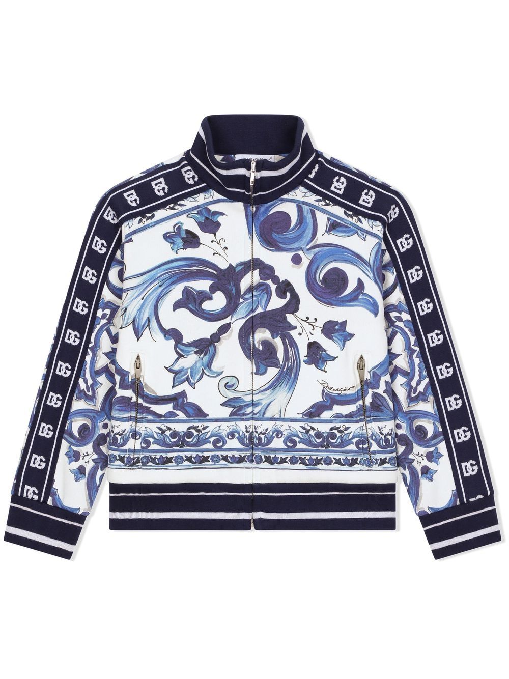 Dolce & Gabbana Kids Majolica-print zip-up sweatshirt - Blue von Dolce & Gabbana Kids