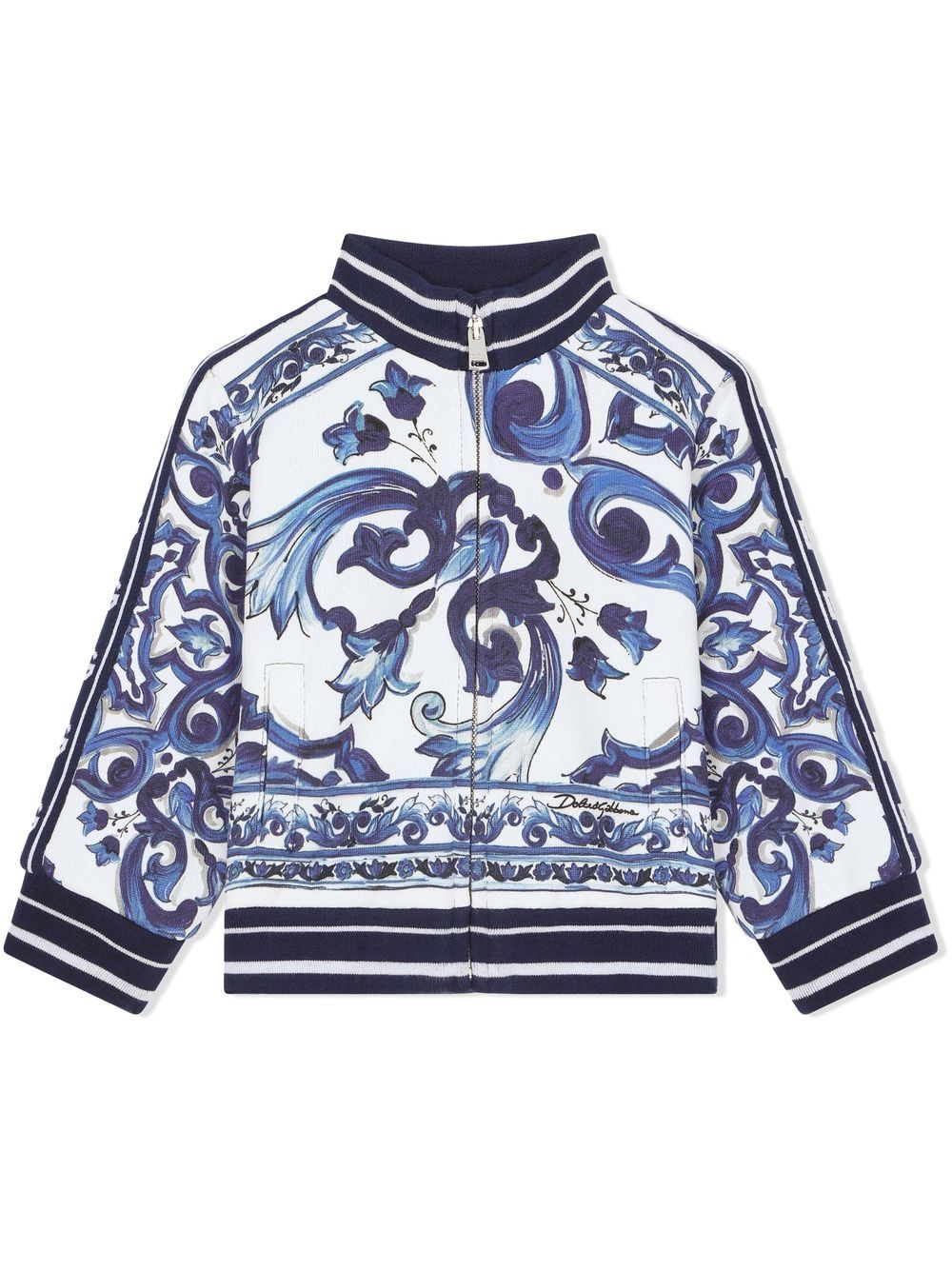 Dolce & Gabbana Kids Majolica-print zip-up sweatshirt - White von Dolce & Gabbana Kids