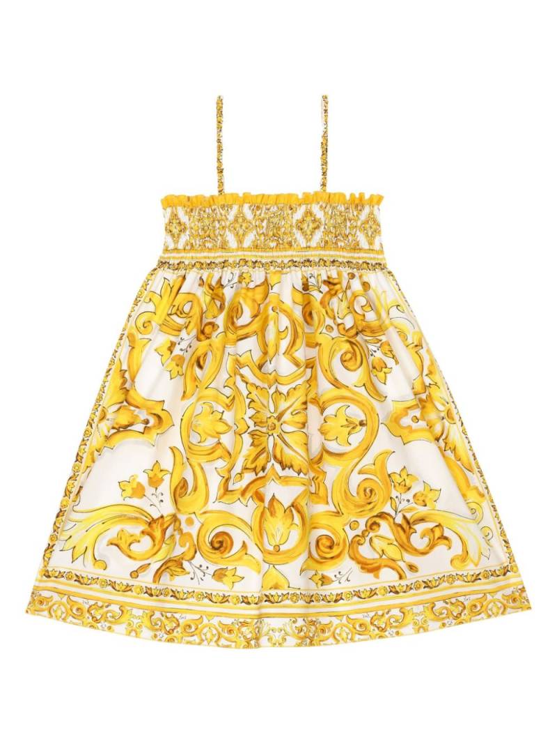 Dolce & Gabbana Kids Majolica thin-strap dress - Yellow von Dolce & Gabbana Kids