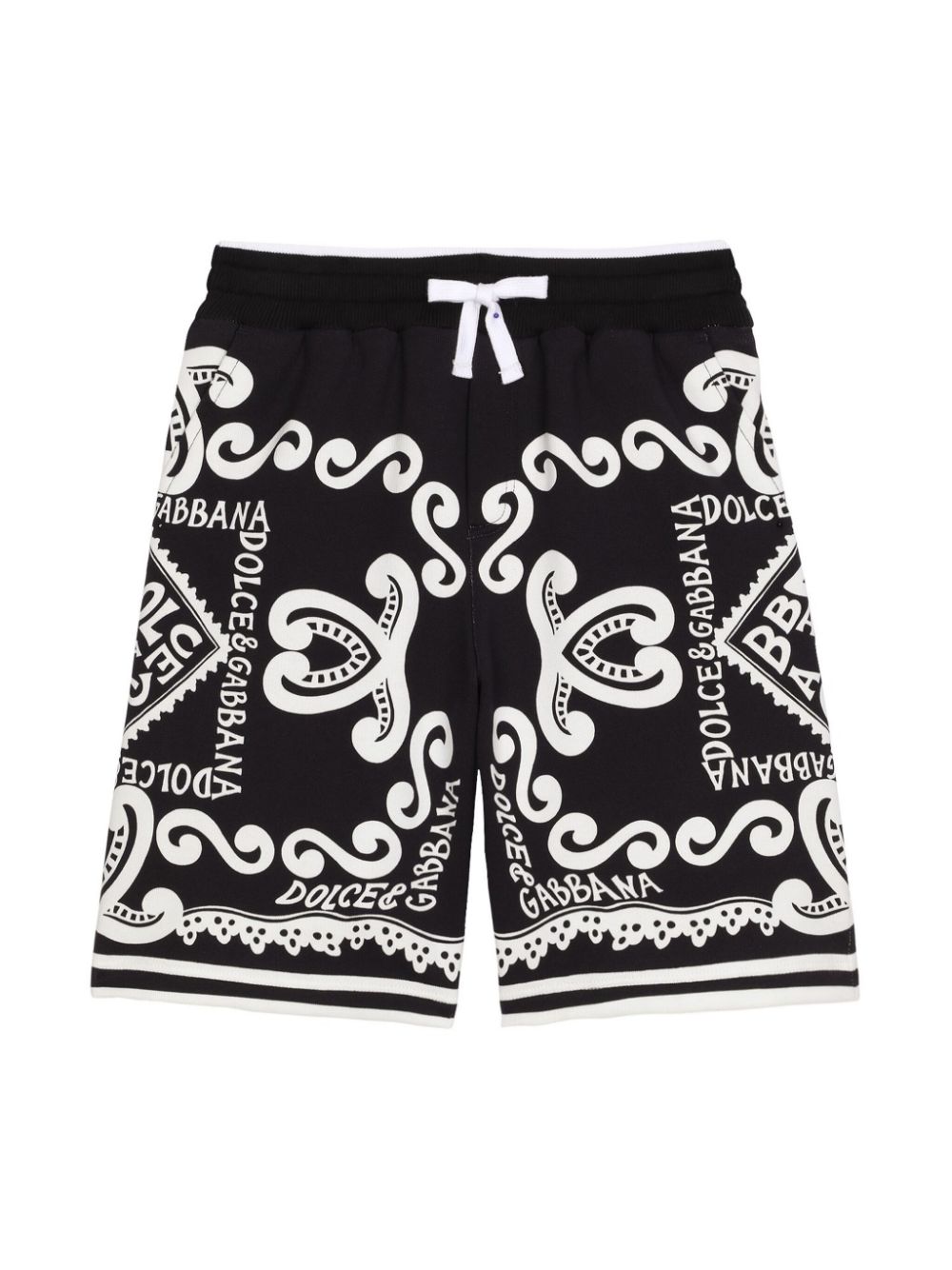 Dolce & Gabbana Kids Marina-print drawstring shorts - Black von Dolce & Gabbana Kids