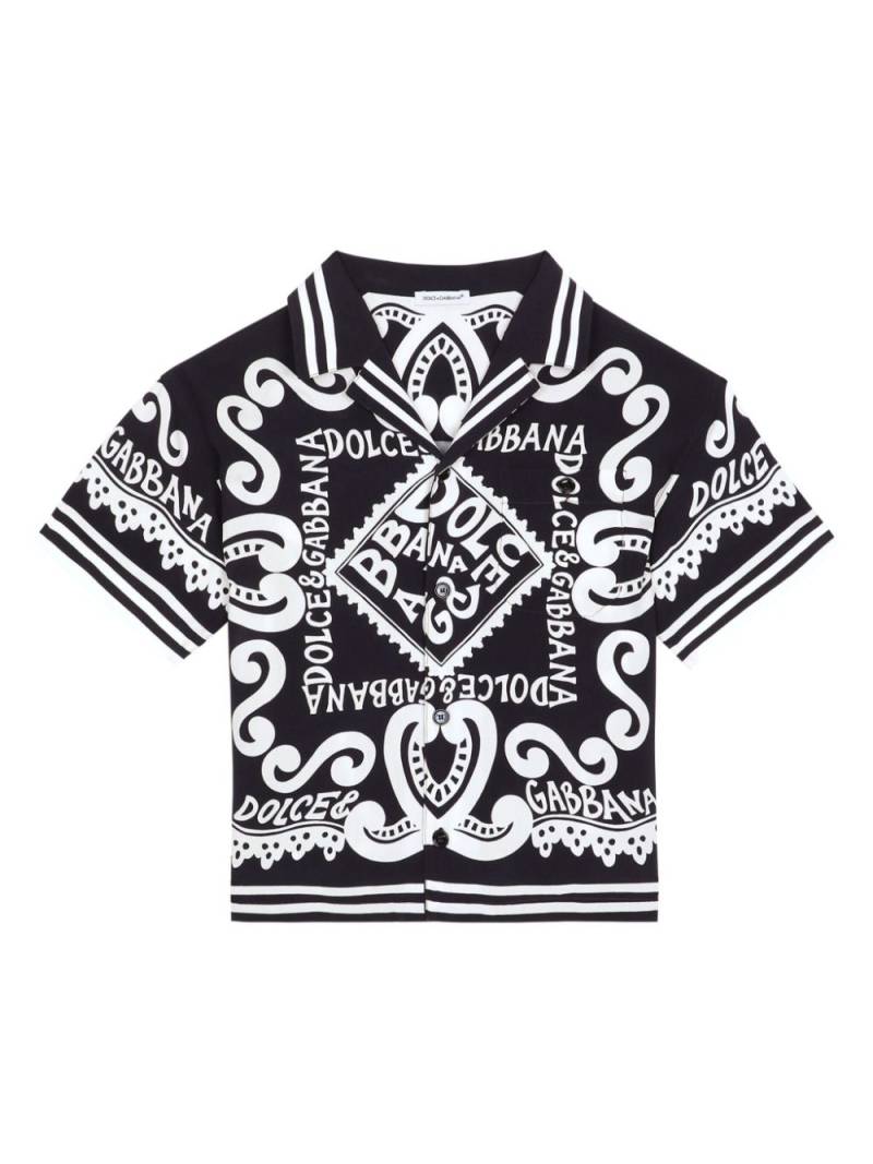 Dolce & Gabbana Kids Marina-print short-sleeve shirt - Black von Dolce & Gabbana Kids