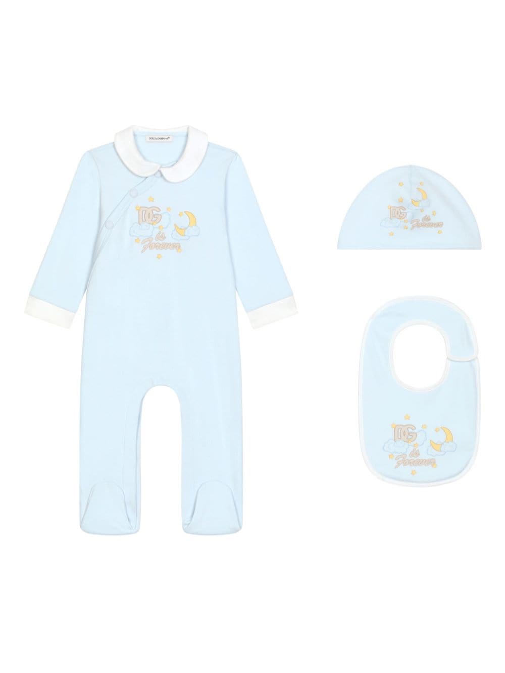 Dolce & Gabbana Kids Moon and Star-print babygrow set - Blue von Dolce & Gabbana Kids