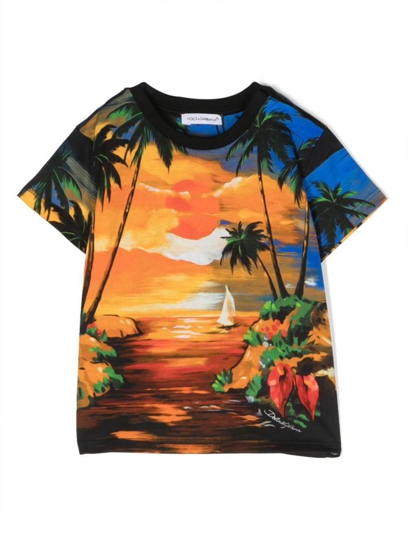 Dolce & Gabbana Kids abstract-print T-shirt - Blue von Dolce & Gabbana Kids