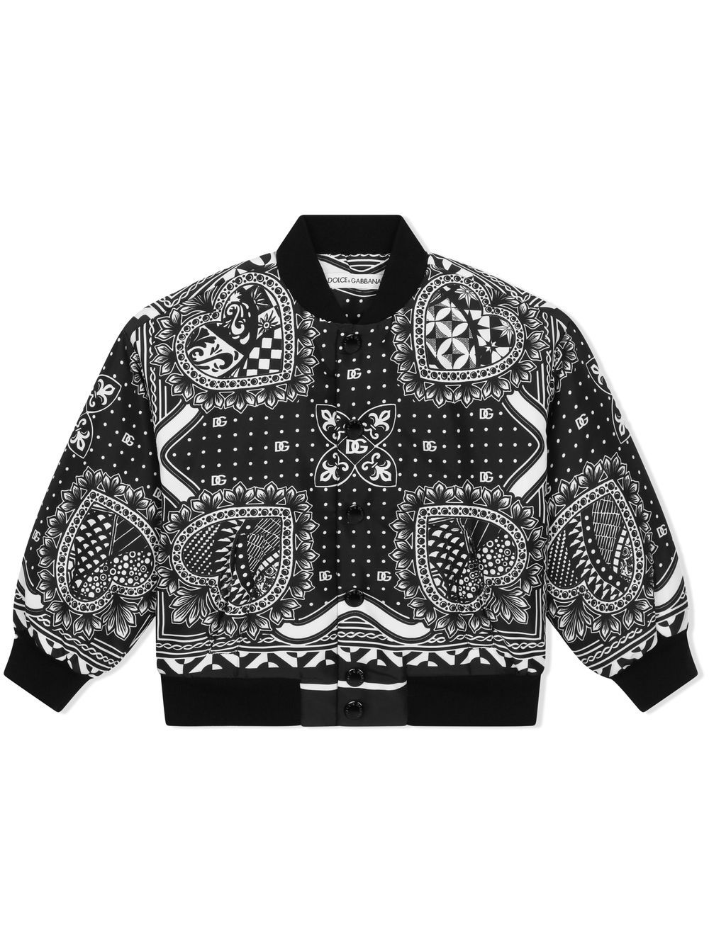 Dolce & Gabbana Kids bandana-print bomber jacket - Black von Dolce & Gabbana Kids