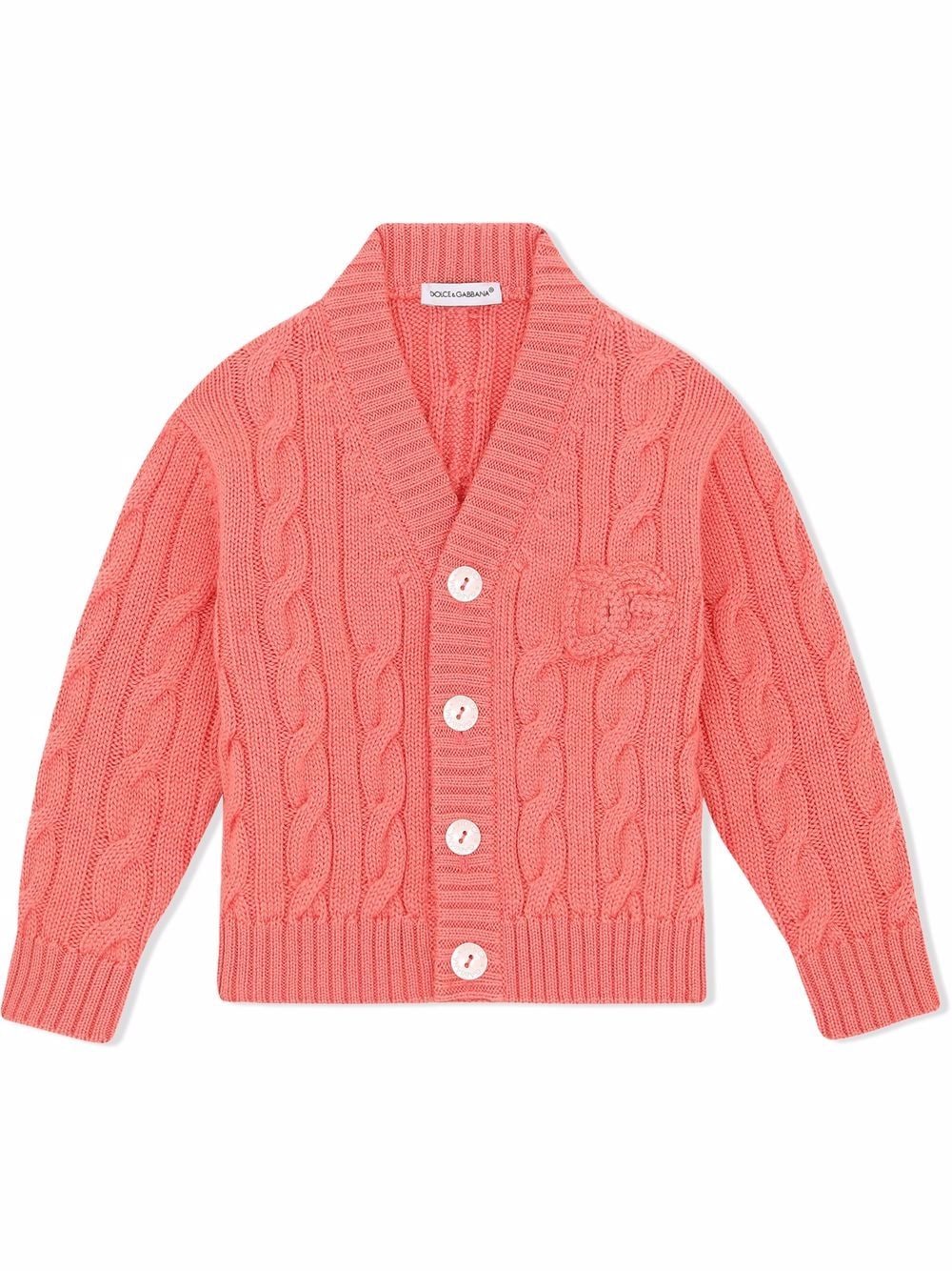 Dolce & Gabbana Kids cable knit logo cardigan - Pink von Dolce & Gabbana Kids