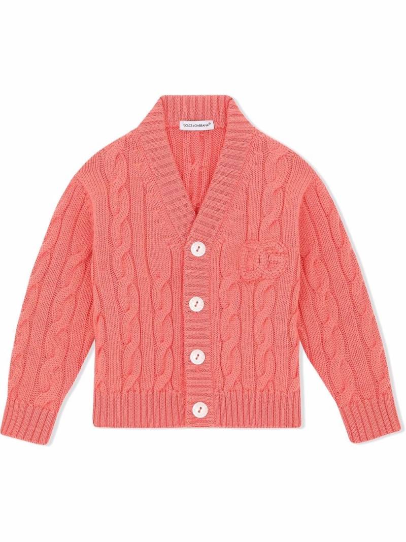 Dolce & Gabbana Kids cable knit logo cardigan - Pink von Dolce & Gabbana Kids