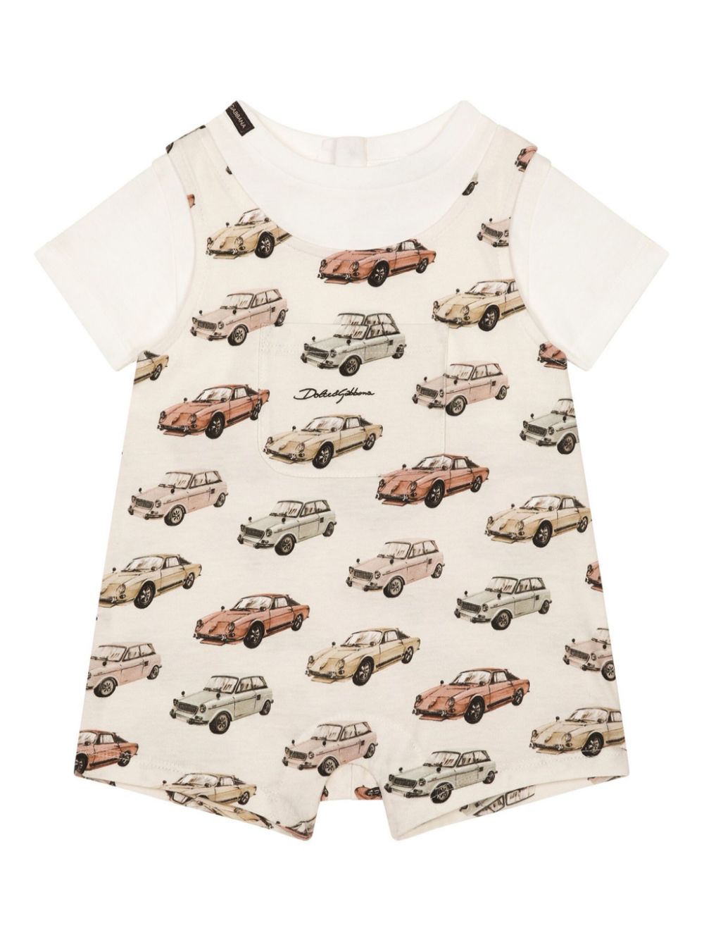 Dolce & Gabbana Kids car-print cotton shorties - Neutrals von Dolce & Gabbana Kids