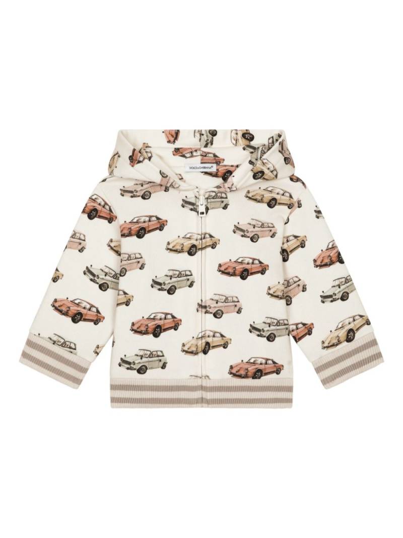 Dolce & Gabbana Kids car-print zip-fastening hoodie - Neutrals von Dolce & Gabbana Kids