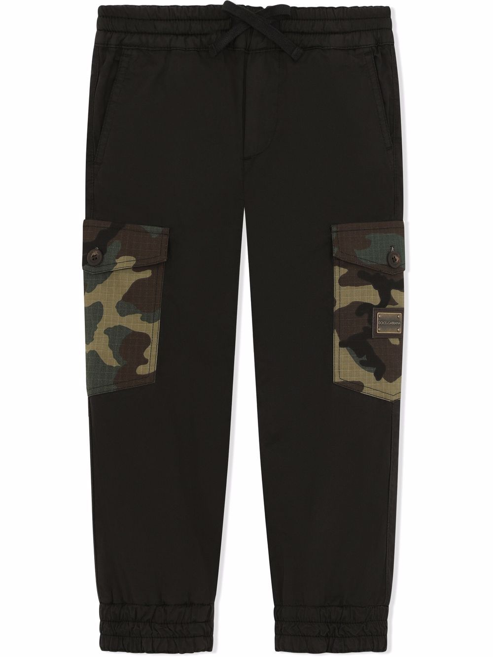 Dolce & Gabbana Kids cargo-print pocket track trousers - Black von Dolce & Gabbana Kids