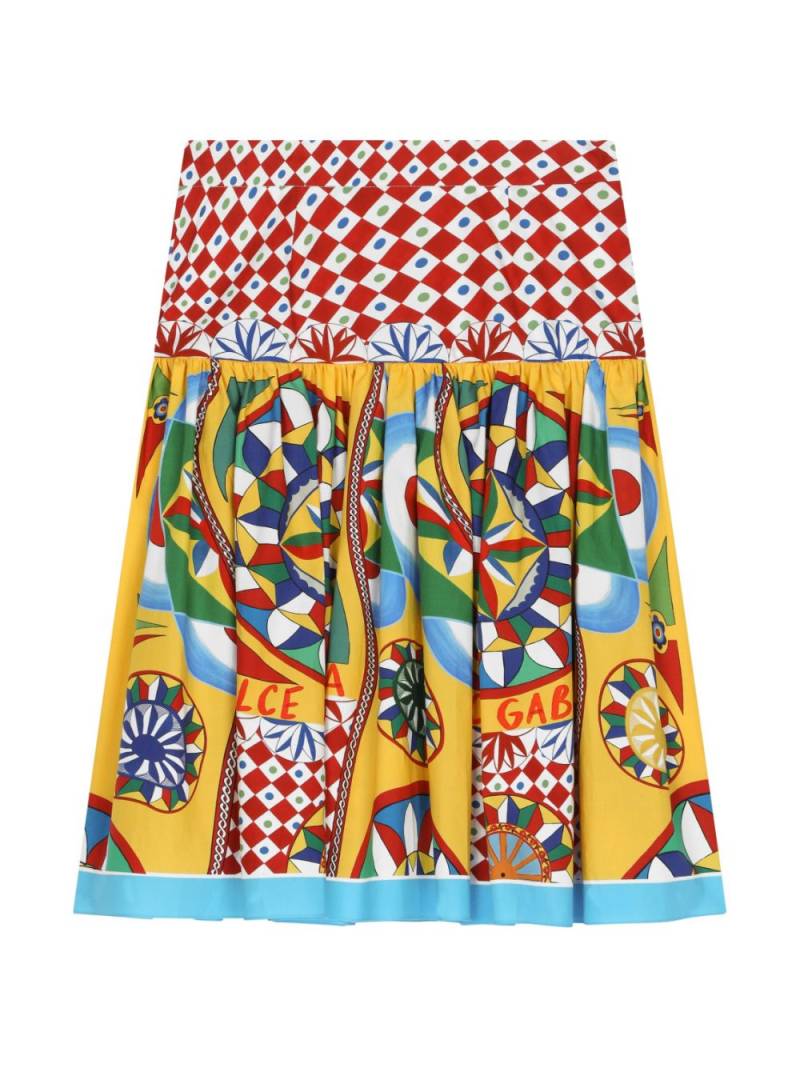 Dolce & Gabbana Kids carretto-print pleated midi skirt - Yellow von Dolce & Gabbana Kids