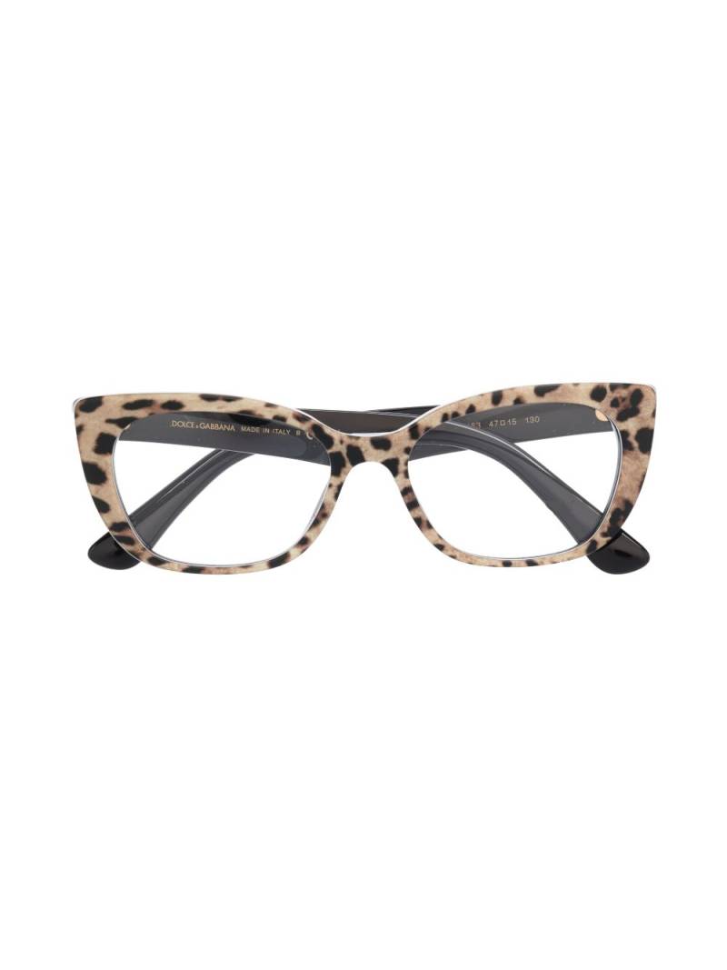 Dolce & Gabbana Kids cheetah-print cat-eye frame glasses - Black von Dolce & Gabbana Kids