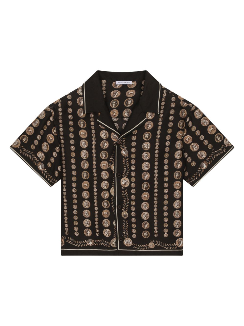 Dolce & Gabbana Kids coin-print silk shirt - Black von Dolce & Gabbana Kids