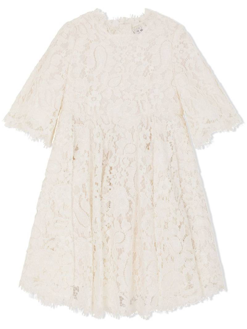 Dolce & Gabbana Kids cordonetto-lace midi dress - White von Dolce & Gabbana Kids