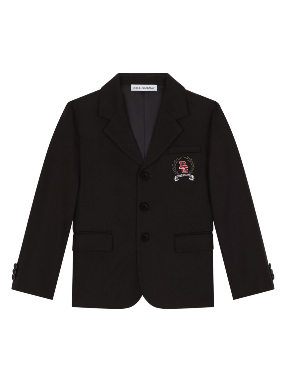 Dolce & Gabbana Kids crest-embroidered single-breasted blazer - Black von Dolce & Gabbana Kids