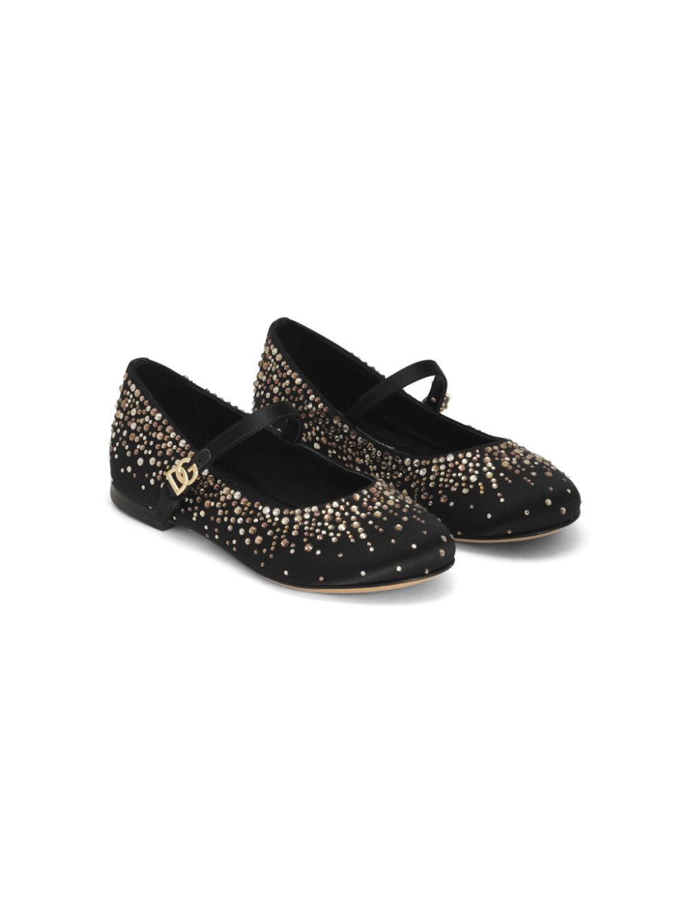 Dolce & Gabbana Kids crystal-embellished ballerina shoes - Black von Dolce & Gabbana Kids