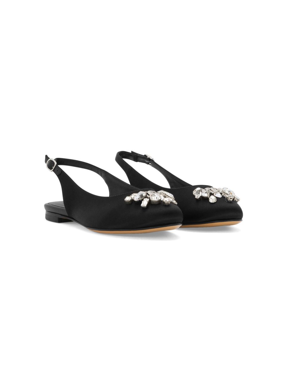 Dolce & Gabbana Kids crystal-embellished slingback ballerina shoes - Black von Dolce & Gabbana Kids