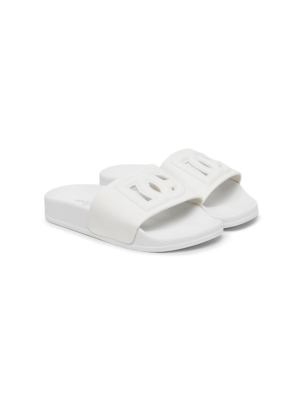 Dolce & Gabbana Kids cut-out logo slides - White von Dolce & Gabbana Kids