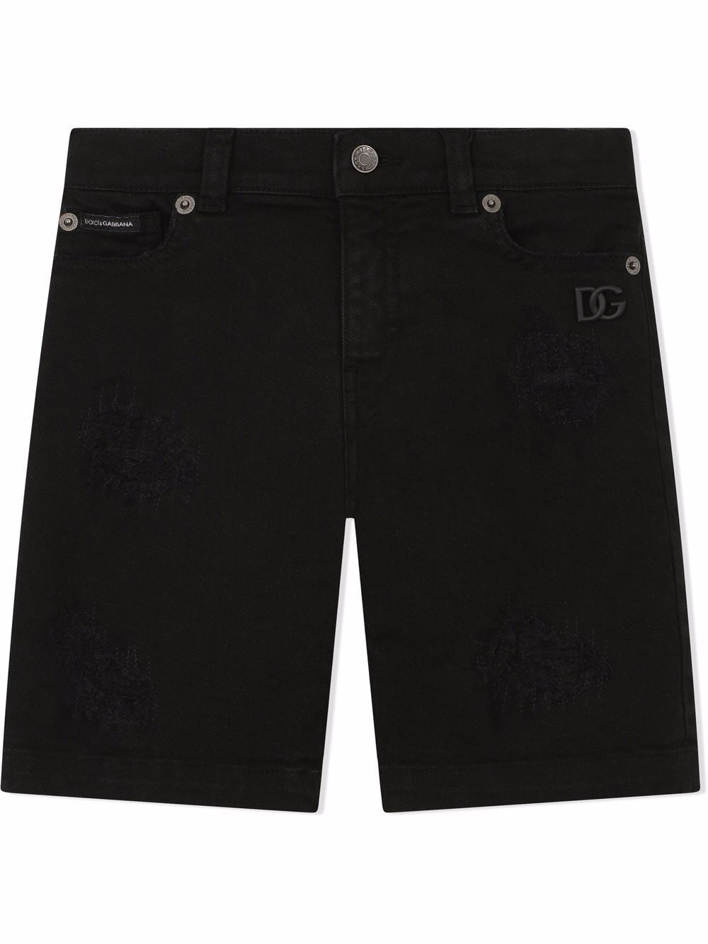 Dolce & Gabbana Kids distressed-finish denim shorts - Black von Dolce & Gabbana Kids