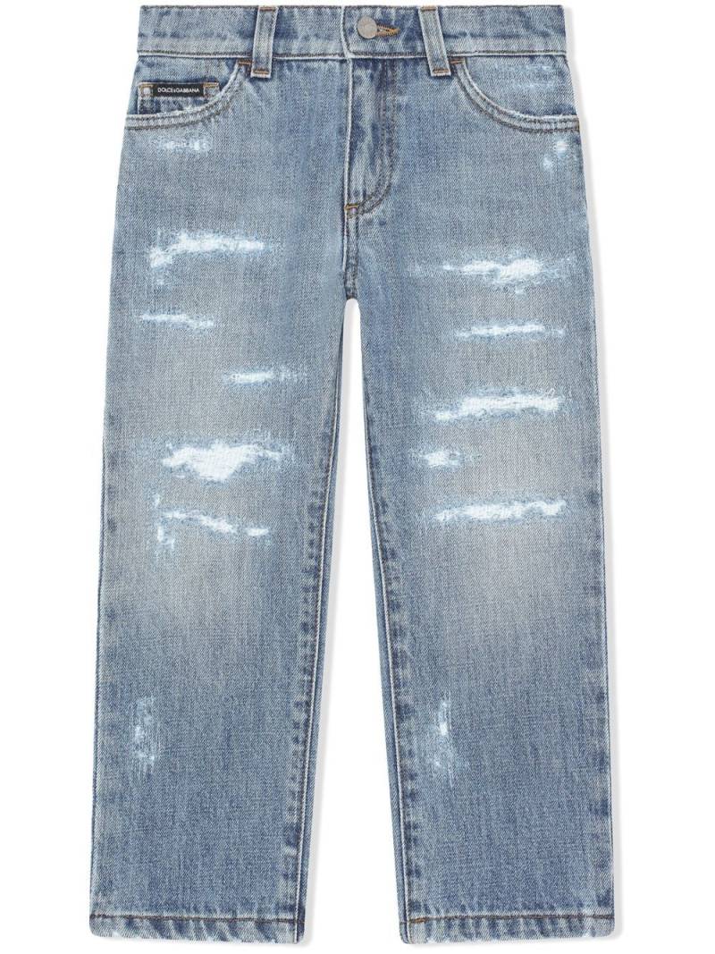 Dolce & Gabbana Kids distressed straight-leg jeans - Blue von Dolce & Gabbana Kids