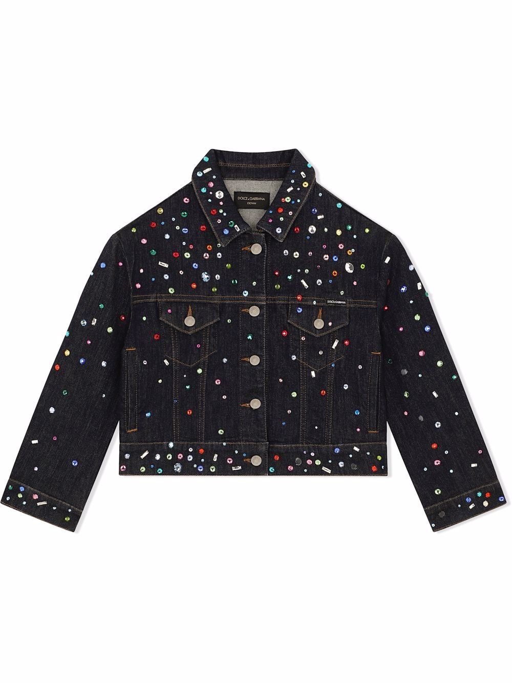 Dolce & Gabbana Kids embellished-denim jacket - Blue von Dolce & Gabbana Kids