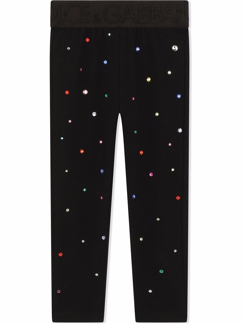 Dolce & Gabbana Kids embellished logo-waistband leggings - Black von Dolce & Gabbana Kids