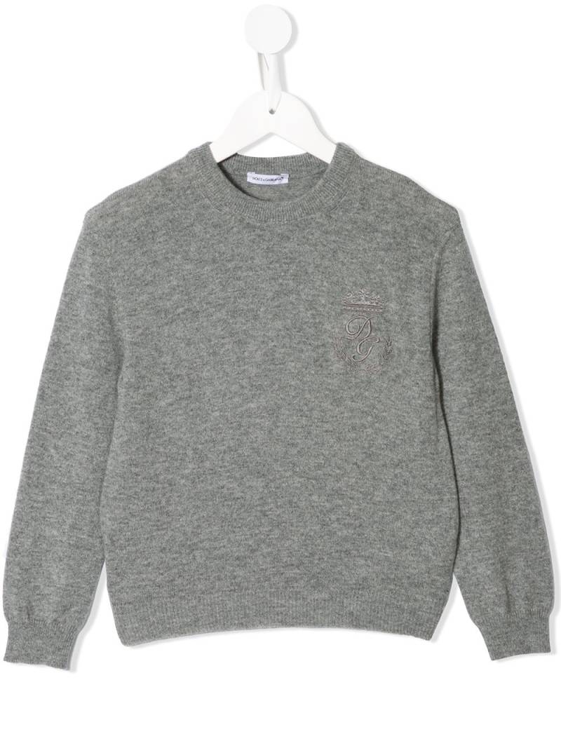 Dolce & Gabbana Kids embroidered logo sweatshirt - Grey von Dolce & Gabbana Kids