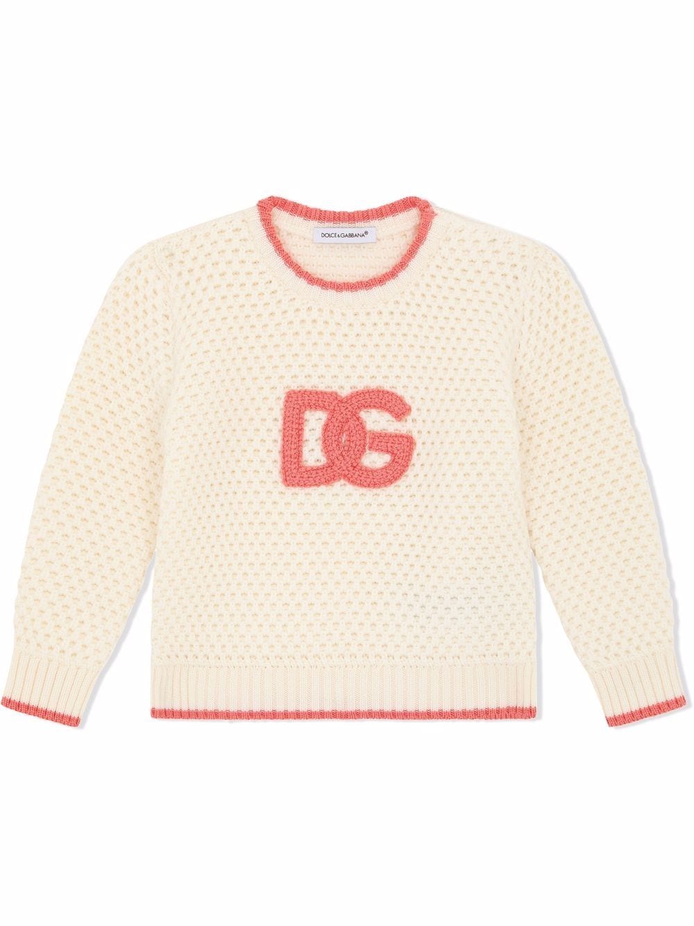 Dolce & Gabbana Kids embroidered logo wool jumper - White von Dolce & Gabbana Kids