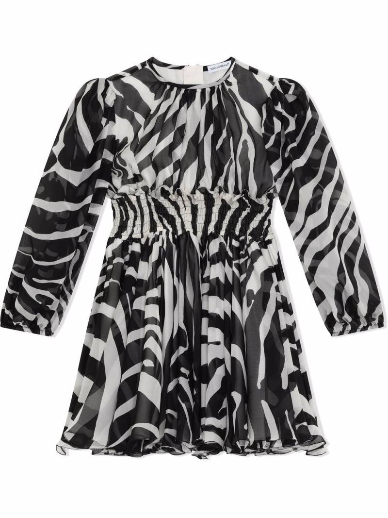 Dolce & Gabbana Kids flared zebra-print dress - Black von Dolce & Gabbana Kids