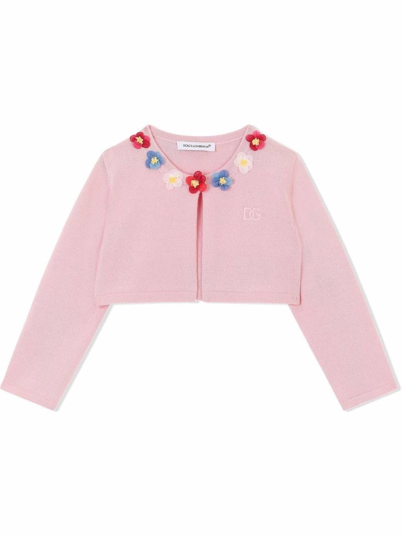 Dolce & Gabbana Kids floral-applique knit cardigan - Pink von Dolce & Gabbana Kids