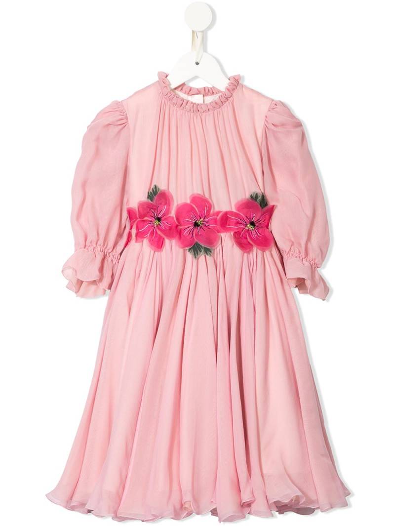 Dolce & Gabbana Kids floral-embroidered chiffon dress - Pink von Dolce & Gabbana Kids