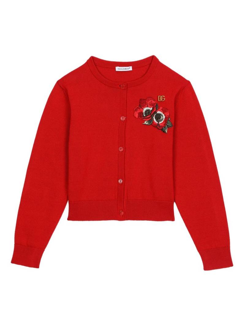 Dolce & Gabbana Kids floral-embroidered cotton cardigan von Dolce & Gabbana Kids