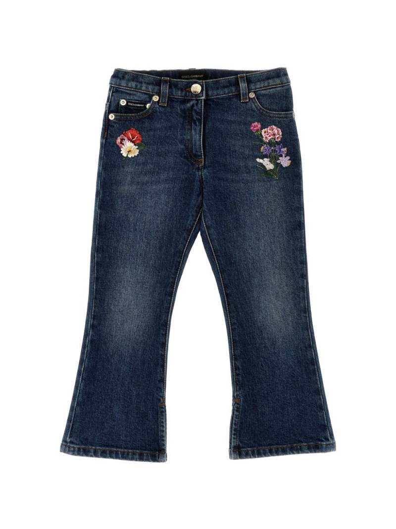 Dolce & Gabbana Kids floral-embroidered jeans - Blue von Dolce & Gabbana Kids